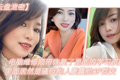 云盘泄密电脑维修顺带恢复了里面的学习资料里面居然是骚母狗人妻露脸3P群交