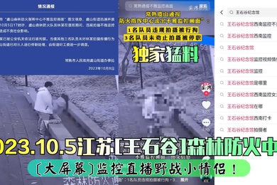 独家猛料2023.10.5江苏王石谷森林防火中心大屏幕监控直播野战小情侣